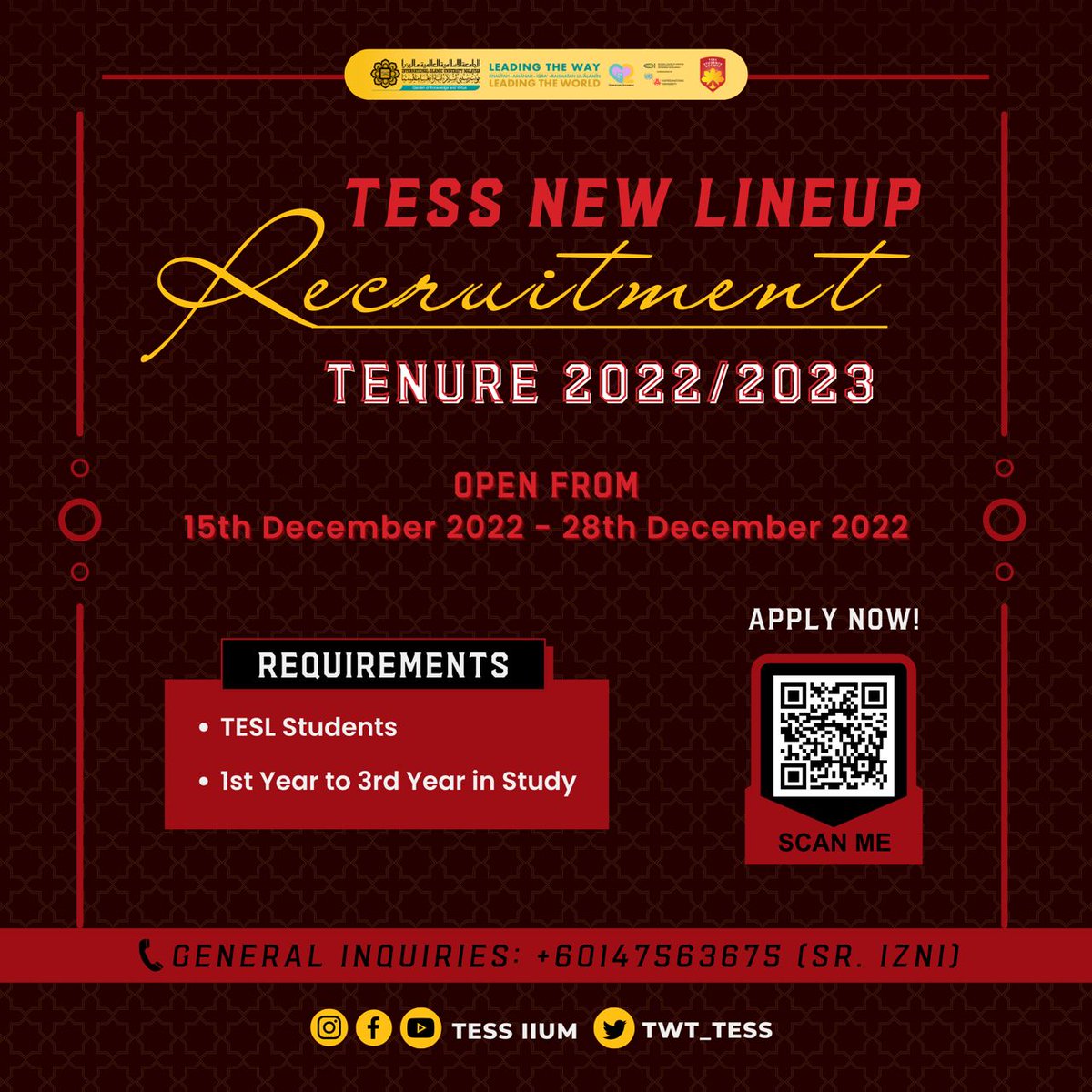 twt_tess's tweet photo. We need you 🫵. Join the ranks of TESL students leaders for 22/23 tenureship 🟥🟧🟨 https://t.co/uL4xOGeRrX