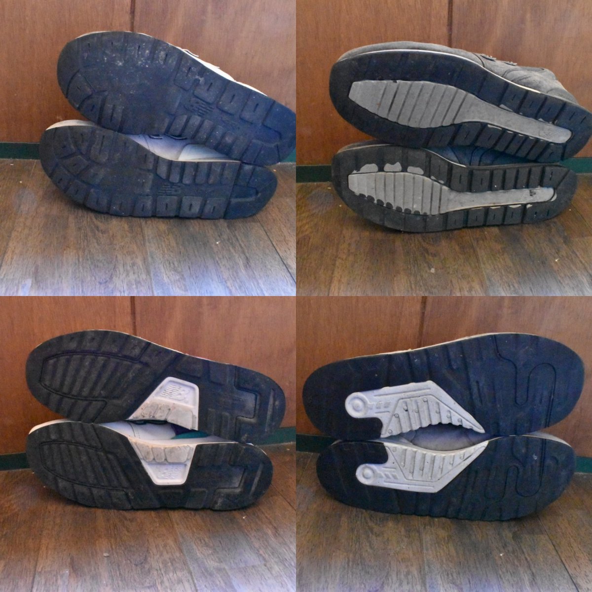majoe7024's tweet photo. ニューバランスのスニーカーのアウトソール。何がどれってわかるかな❓
 #newbalance  #m995  #m996  #m997  #m998  #MadeInUSA  #outsole  #ニューバランス  #足底  #スニーカー  #Sneakers https://t.co/VfdZpvjDCs