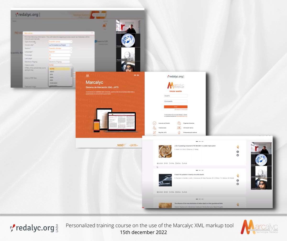Redalyc's tweet photo. @Redalyc provided personalized training course on the use of the #Marcalyc XML markup tool to the #IARSInternationalResearchJournal @iarsglobal
#WorkspaceDOA Collaboration and Capacity Building ๐ https://t.co/D2q69HOBZQ