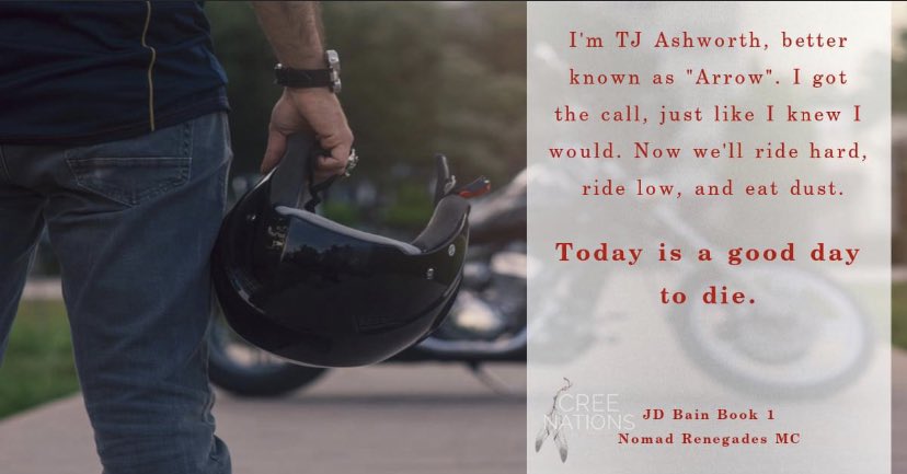 CreeWrites's tweet photo. Name's Bain, my brothers call me JD. My woman calls me Jax. Those are the nicest of the many names I've been called. I ride hard, fight harder, and don't die easily.

https://t.co/ajPXXFfbik

@CreeWrites #booktwt #book #Amazon #readersoftwitter #mcromance https://t.co/drg2o4lS2Q