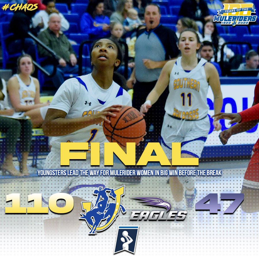🚨💥🏀 #CHAOS strikes again as underclassmen lead the way for the Mulerider Women in the squad’s fifth 1️⃣0️⃣0️⃣➕ scoring output of the season‼️ See ya in ‘2️⃣3️⃣🎇 #GoMuleriders #LetsRide #Muleriders100