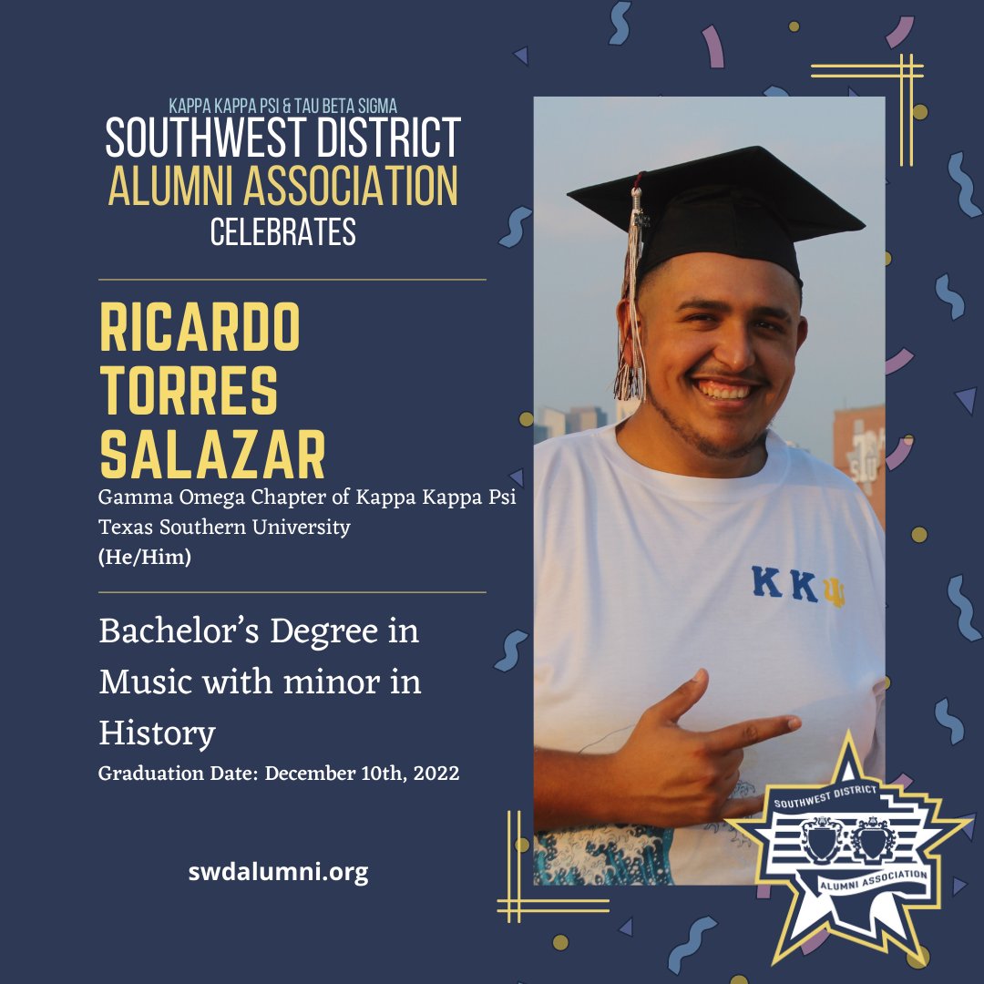 SWDAlumni's tweet photo. Starting the year with celebrating graduates! Please help us congratulate Southwest District Graduate, Ricardo Torres Salazar!! Congratulations on your graduation and best wishes for your next adventure!
.
.
#SWDAlumni #SWDAA #CO22 #CongratsGrad #AndSoItBegins https://t.co/fvKy4Y80Cv