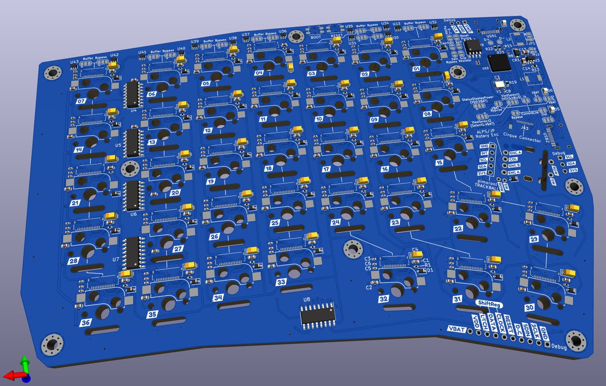 thpoll2's tweet photo. Routing done! #PolyKeyboard #kicad https://t.co/z8f0trAxpi