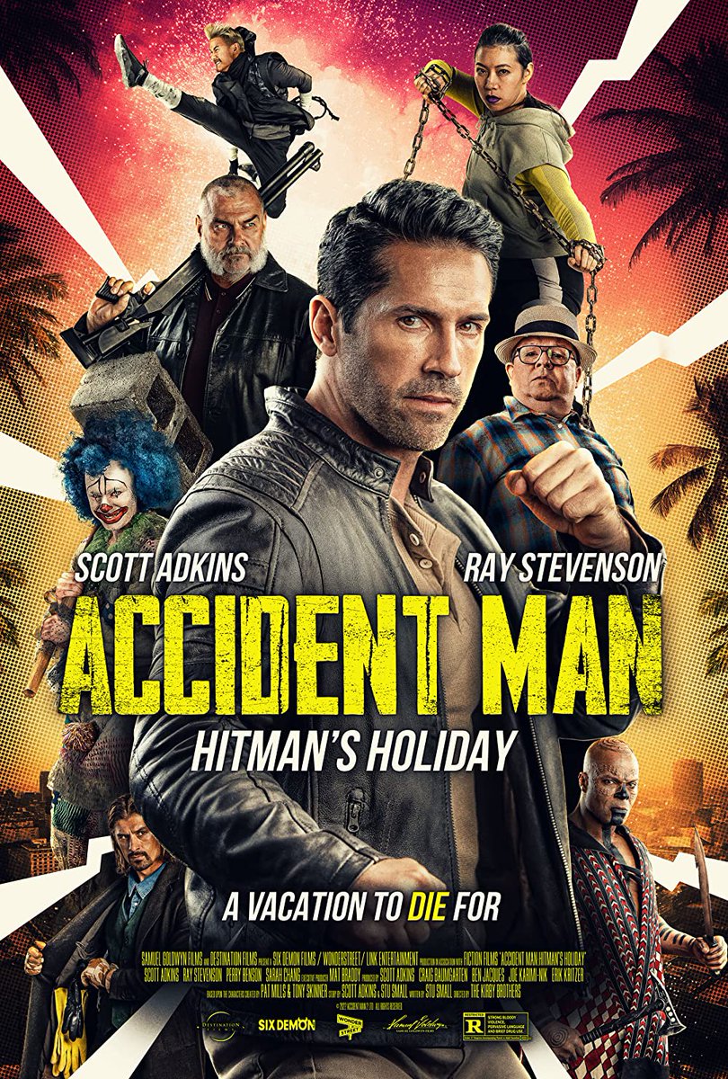 KFMovieGuide's tweet image. The #YearInFu 2022: #AccidentManHitmansHoliday - directed by #GeorgeKirby and #HarryKirby; starring #ScottAdkins, #RayStevenson, #PerryBenson and #SarahChang.
.
bit.ly/AccidentManHit…