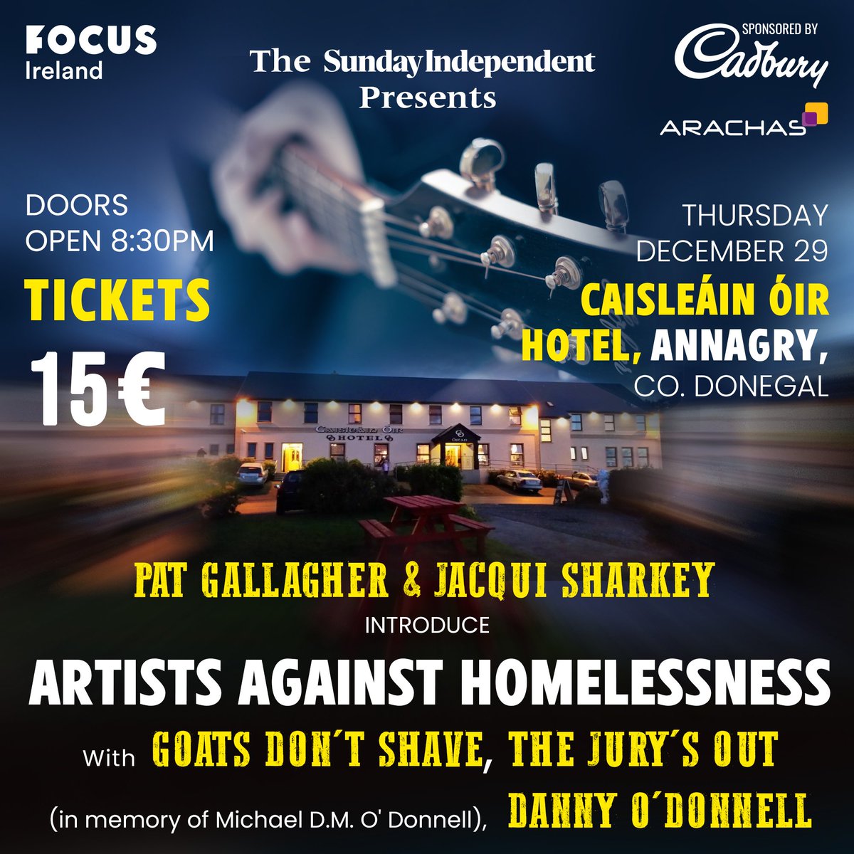 JacquiSharkey's tweet photo. Please support this gig for our homeless, guys.

'Goats Don't Shave' 
&amp; 
'The Jury's Out' is back after 17 years!

A big shout out to Rory O'Donnell for joining us &amp; to our dear friend &amp; band mate Michael who will be smiling down on us.🙏
#HelpOurHomeless #FocusIreland #Homeless https://t.co/TB0f25LPR2