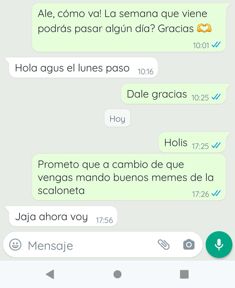 agusirureta's tweet photo. Hace 10 días que le estoy escribiendo al plomero para que venga a arreglar algo, me dice que sí, pero me deja plantada después. 
Hoy le mandé este mensaje, vino, me pasó presupuesto, y el viernes viene a hacer el arreglo. ⭐⭐⭐ https://t.co/N4jWn0Rtqw