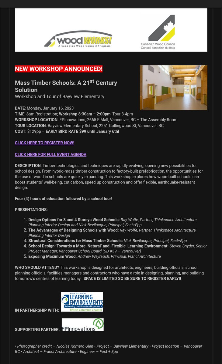Have you heard? #WoodWorks has a new workshop coming up soon!  eventbrite.ca/e/mass-timber-…