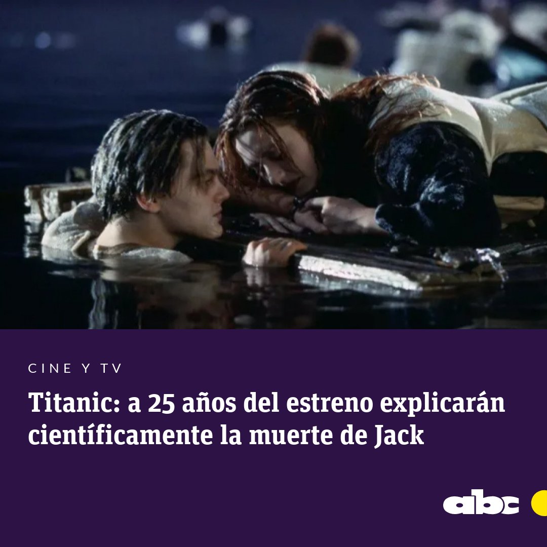 ABCDigital's tweet photo. Veinticinco años después del estreno de “Titanic”, su director James Cameron está preparando un documental que explique científicamente que era imposible que Jack sobreviviera.

https://t.co/9d9RlKRslz https://t.co/l8OjkOX2Qy