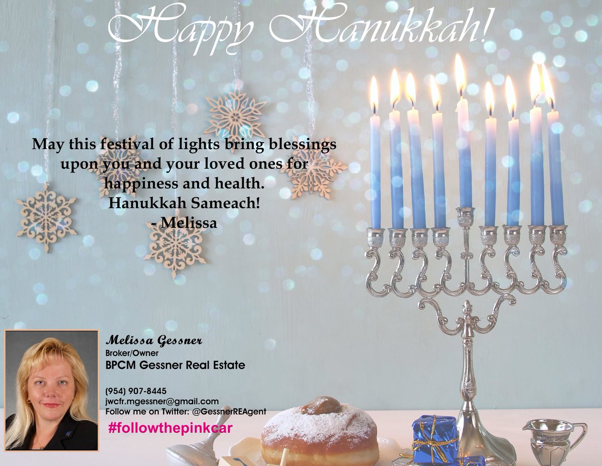 GessnerREAgent's tweet image. Happy Hanukkah 🕎 Wishing everyone a joyful festival of lights and a blessed new year 🙏 🕎 🎉 #Hanukkah #followthepinkcar