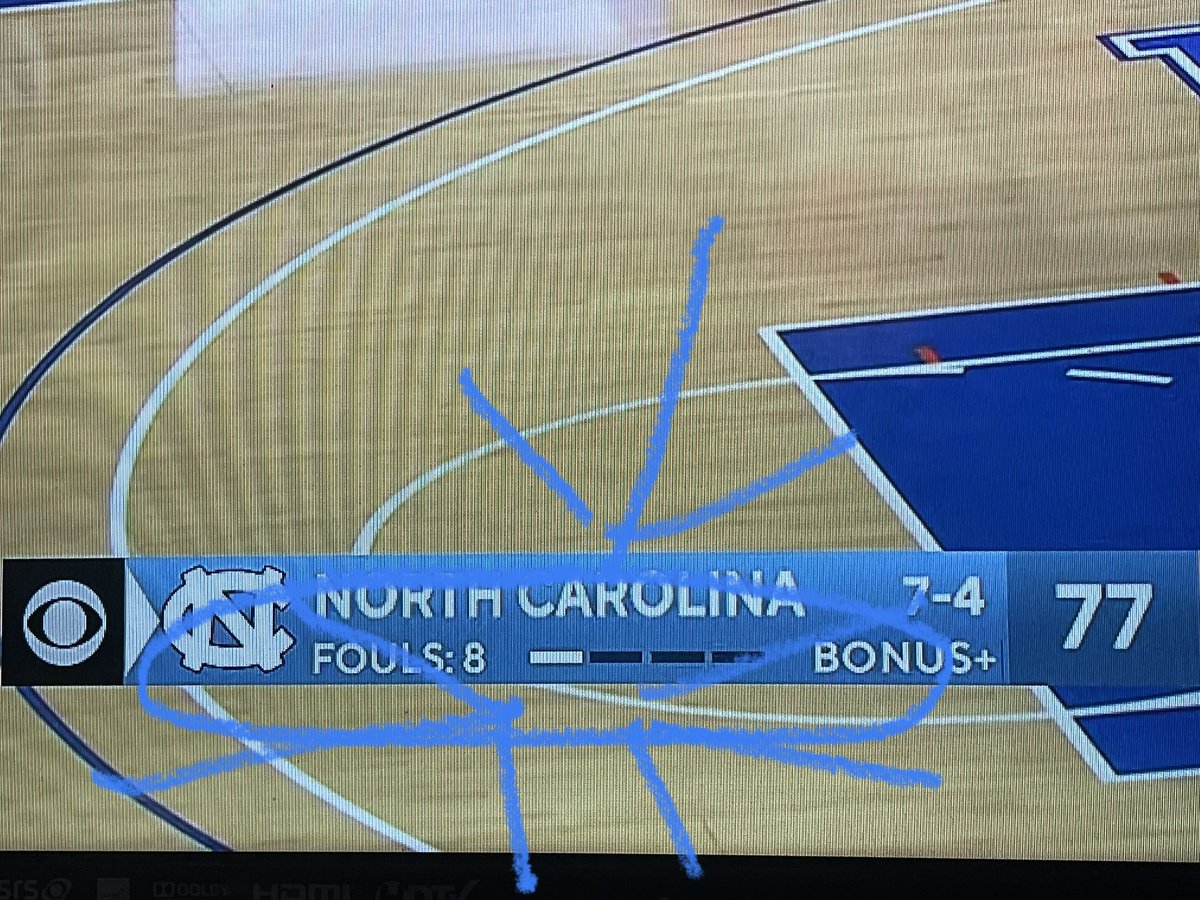 TheRealTarheel's tweet photo. Without this one seemingly insignificant white line, we prob wouldnt have had the same outcome.  Most coaches would’ve call the TO on our previous possession, but @HubertDavisUNC learned from the best @UNC_Basketball and let the guys play. *Tips cap to Daggum Roy #GDTBATH https://t.co/m84riqiaXd