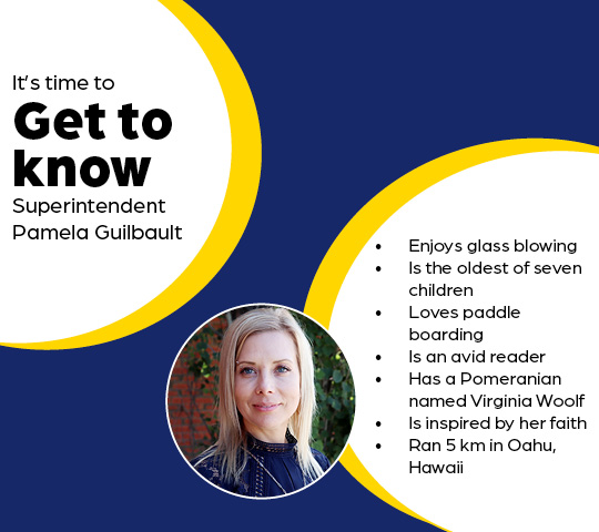 LCSD_150's tweet photo. Get to know our Superintendent of Schools Pamela Guilbault!
Outside of leading our school division, Pamela has a number of unique interests!
#GetToKnowLCSD https://t.co/hWWnKqthdB