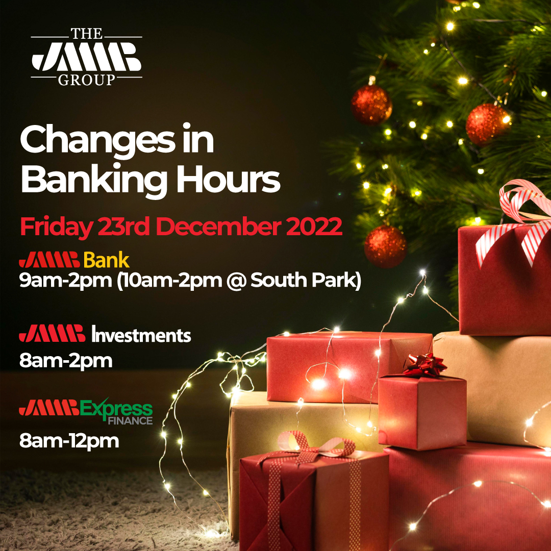 jmmbgrouptt's tweet image. Hello,

Please be advised of the change in our banking hours at our branches.

📆 Friday 23rd December 2022
⏰ 9 am-2 pm

How to connect with us:
☎️ 800-JMMB (5662)⁣⁣⁣⁣⁣⁣
📧 infott@jmmb.com

Wishing you and yours a very Merry Christmas!

#jmmbtt  #bestinterestatheart❤️