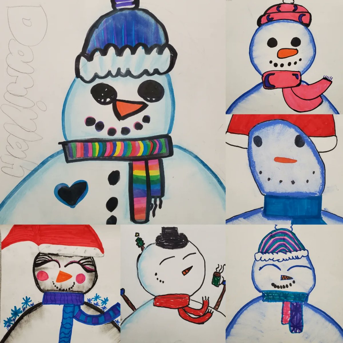 ms_mARTinkus's tweet photo. Winter art is my favorite season! ❄️☃️ lots of snowmen and snowflakes to take home this week 💙 #d109pride https://t.co/kopdaFis26