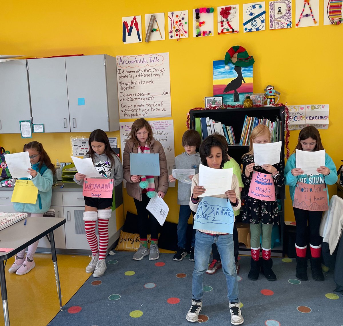 BUZZin2ndGrade's tweet photo. Behind the scenes before their big debut tomorrow! #readerstheater #lessonofthestory #keydetails @paul_slovik https://t.co/fQRz0Vxmm3