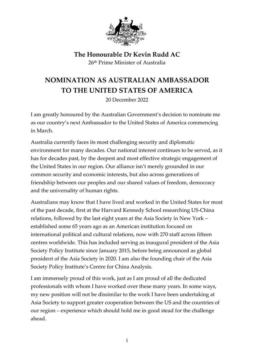 Office of Kevin Rudd, 26th PM of Australia tweet media