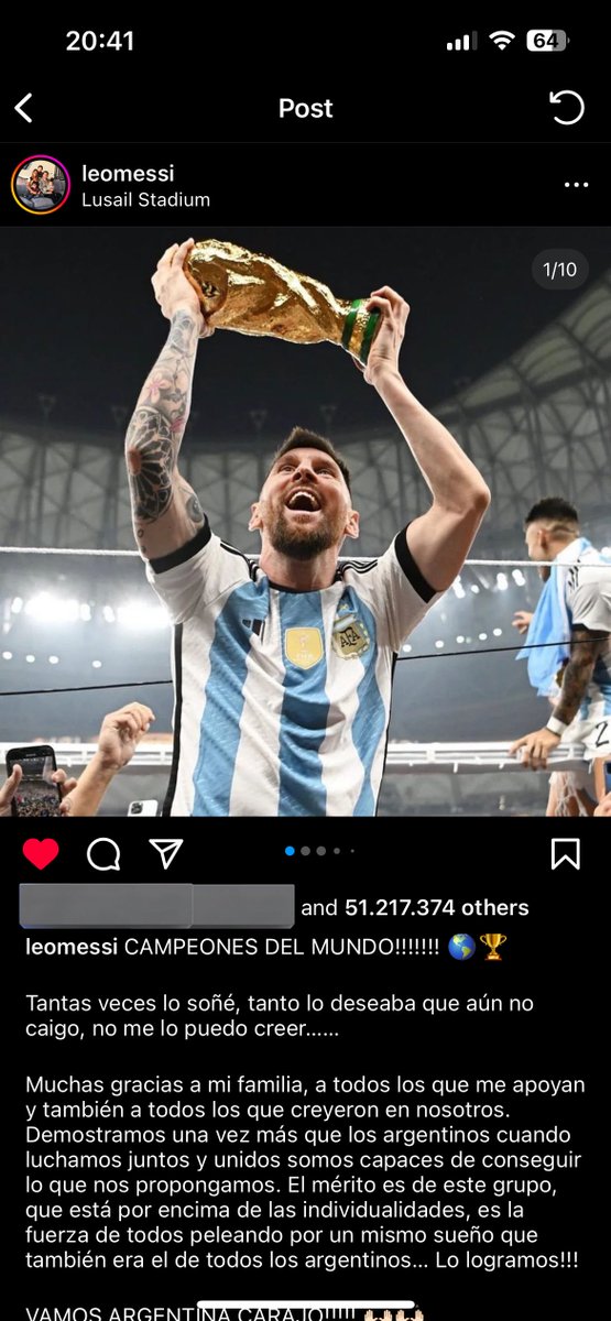DamianCatanzaro's tweet photo. Faltan 5 millones de likes para que la foto de Messi pase a ser la foto con más “Me gusta” de Instagram. Ataquen! https://t.co/dteG6re7uF
