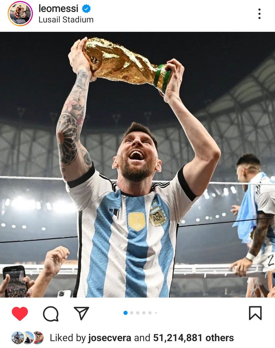 josecvera_'s tweet photo. Y solo es cuestión de horas para que Messi alcance otro récord...
La foto con más likes en la historia de Instagram. https://t.co/SmqgbN32yi
