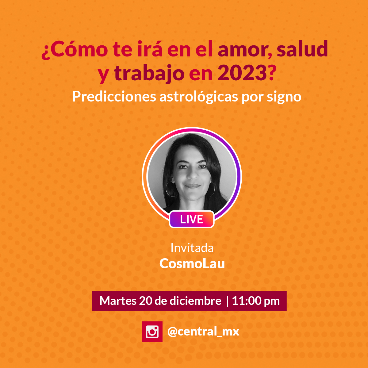 🪐 ¿Quieres saber lo que le depara a tu signo zodiacal el próximo año?

🗓️ No te pierdas nuestro Instagram Live con <a href="/cosmoLau_/">CosmoLau</a> mañana a las 11pm.

👉 instagram.com/central_mx