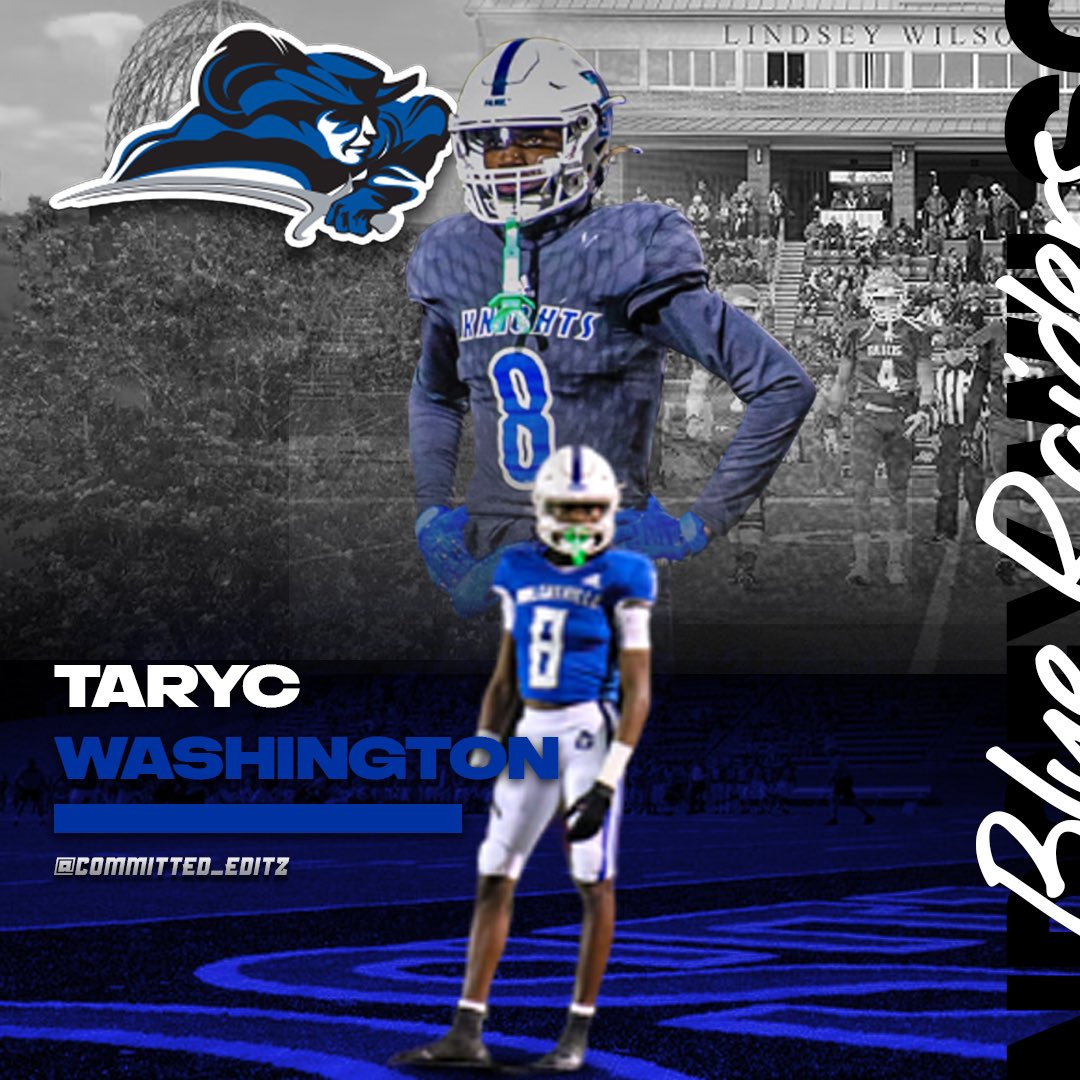Taryc_5's tweet photo. I will be signing my Letter of Intent on Dec. 21 at 9am! The ceremony will be held at Nolensville High School! @LWC_Football #BlueRaiders ⚪️🔵 https://t.co/MYqUJuu4OE