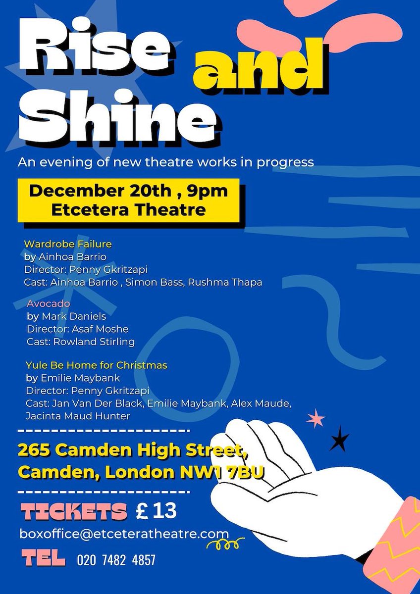PGkritzapi's tweet photo. The time has come! Last show of the Etcetera Theatre for 2022🎭 Come and watch some brilliant artists Rise and Shine on stage! @EtceteraTheatre Tickets @ https://t.co/8UScsPKhMs https://t.co/w0cThhOoM5