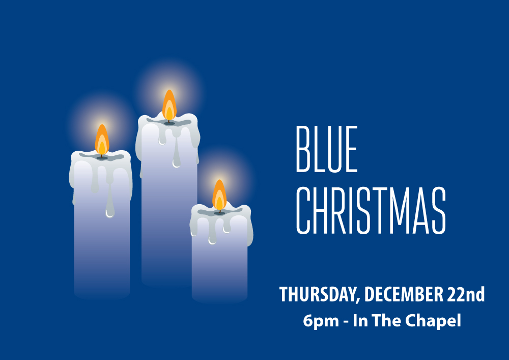 Blue Christmas service provides a quiet and contemplative worship service as an alternative to the more traditional gatherings. If you - or someone you know - are experiencing grief, or just not feeling the joy of the season, come join us in the Chapel this Thursday at 6pm.