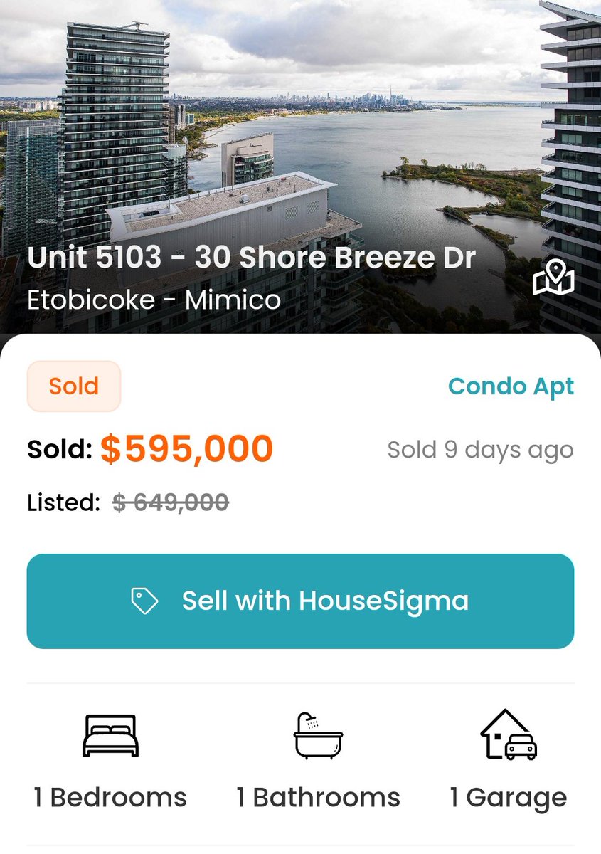 TOHousingSmash's tweet photo. But it's on the 51st floor with a lovely view! 🤣

5103-30 Shore Breeze, Mimico

-Sold July 2021 for $627,000
-Just Re-Sold for $595,000

#CondosGoByeBye
#tore https://t.co/GLf9mnoNvg