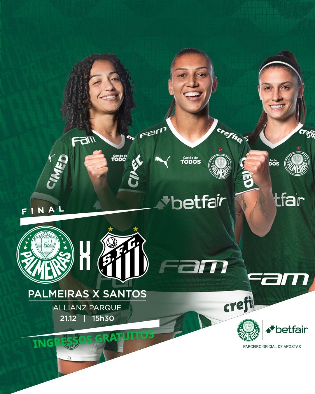 Paulista Feminino: resgate de ingressos gratuitos para a final contra o  Santos no Allianz Parque – Palmeiras