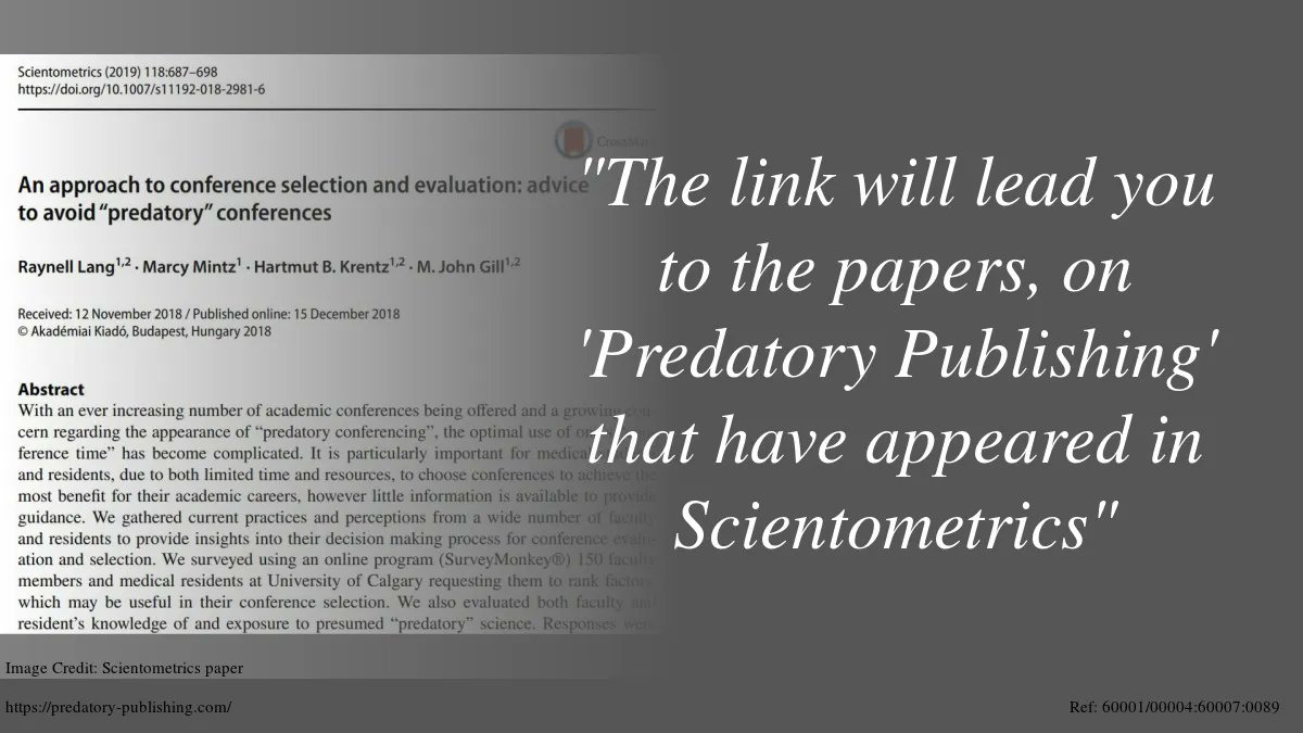 If you are interested in #PredatoryPublishing, you might be interested in seeing some of the papers that have been published. #ArticlesOnPredatoryPublishing @springerpub @Scopus @marcymintz buff.ly/3IPEUPr