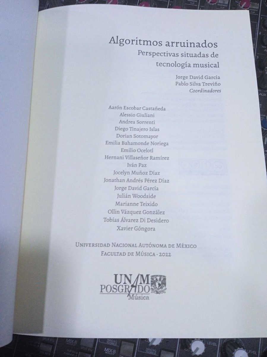 proLIBREros's tweet photo. 🎉 Publicación: Algoritmos arruinados. Perspectivas situadas de tecnología musical

Después de un par de meses de su publicación, les traemos esta publicación sobre música y software libre, editada por @ENM_UNAM y formada por nostros😎 https://t.co/Lq3GXdVRef