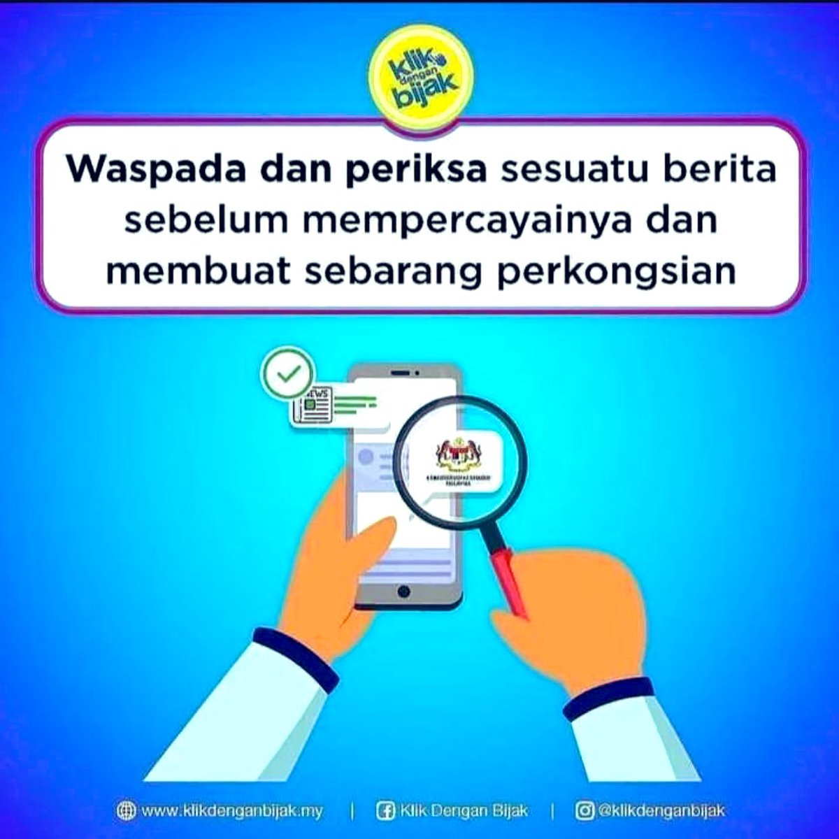 AdawiyahAzar's tweet photo. Semak kesahihan maklumat terlebih dahulu sebelum disebarkan 
#Takpastijangankongsi 
#MalaysiaICTVolunteer
#KlikDenganBijak
#MIVKelate https://t.co/XZbwnbCaAX