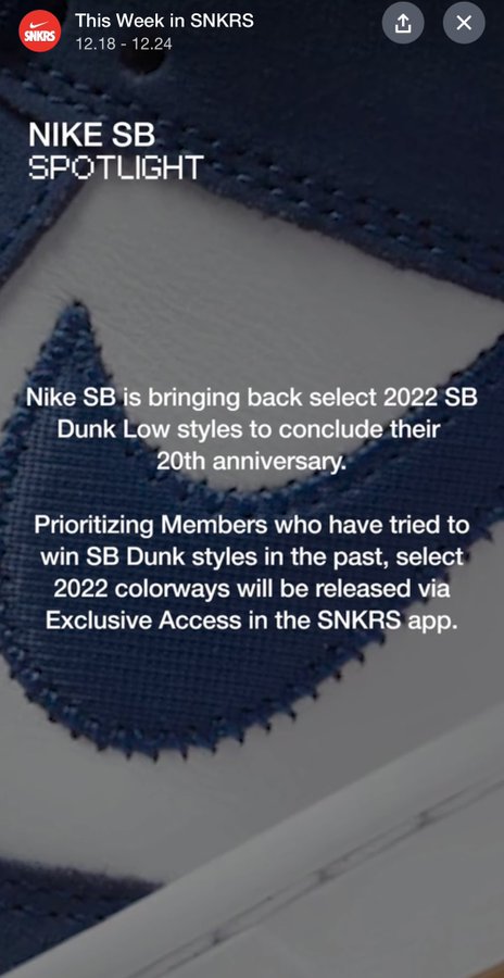 SOLELINKS's tweet image. Exclusive access on Select Nike SB Dunk styles will be granted starting tomorrow, December 20th to 22nd

SB Dunk Low Be True &amp;amp; High Mets showing on SNKRS app Upcoming tab 

Got Nike SB Dunk High &apos;Mets&apos; showing on SNKRS desktop bit.ly/3duOWYg