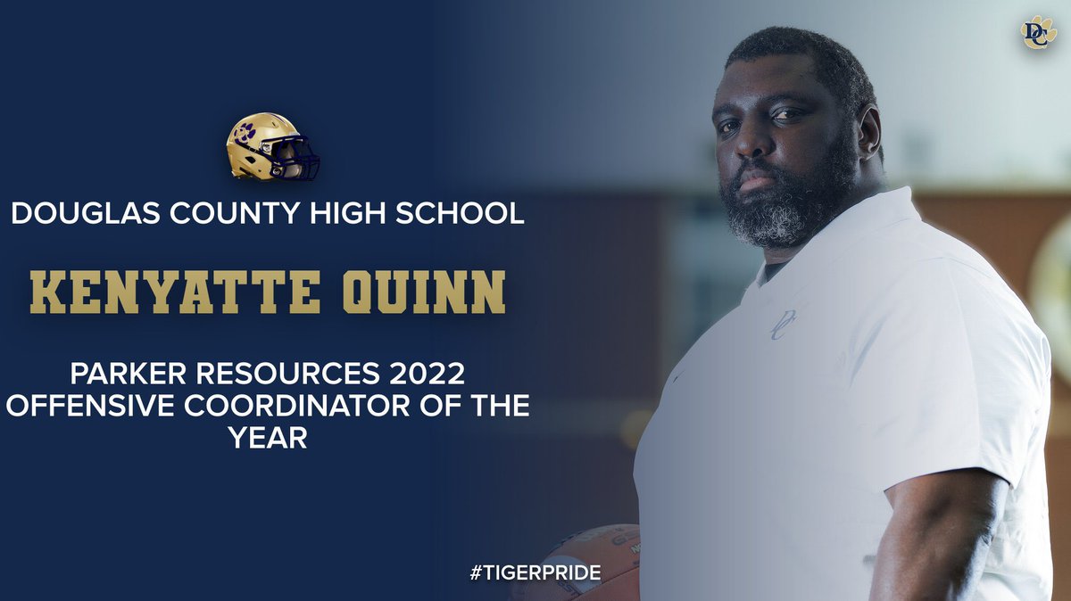 DCAthletics1's tweet photo. Congratulations to @DCTIGERS_FB Offensive Coordinator @KenyatteQuinn for being recognized as Parker Resources 2022 Offensive Coordinator of The Year
#TigerSwag ๐ฅ๐ฅ๐ฅ
@CoachJTW https://t.co/TC3sN4wBKM