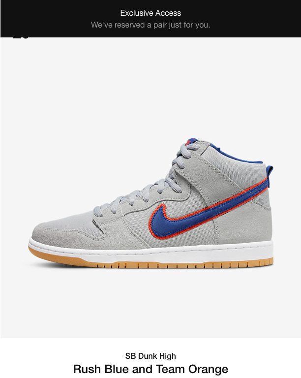 SOLELINKS's tweet image. Exclusive access on Select Nike SB Dunk styles will be granted starting tomorrow, December 20th to 22nd

SB Dunk Low Be True &amp;amp; High Mets showing on SNKRS app Upcoming tab 

Got Nike SB Dunk High &apos;Mets&apos; showing on SNKRS desktop bit.ly/3duOWYg