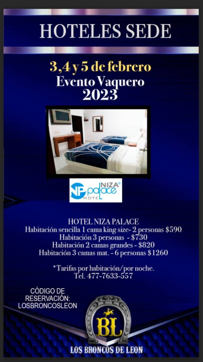 VLqueros2009's tweet photo. Hoteles listos Los Broncos De Leon  2023. https://t.co/ifRnMDzcDB