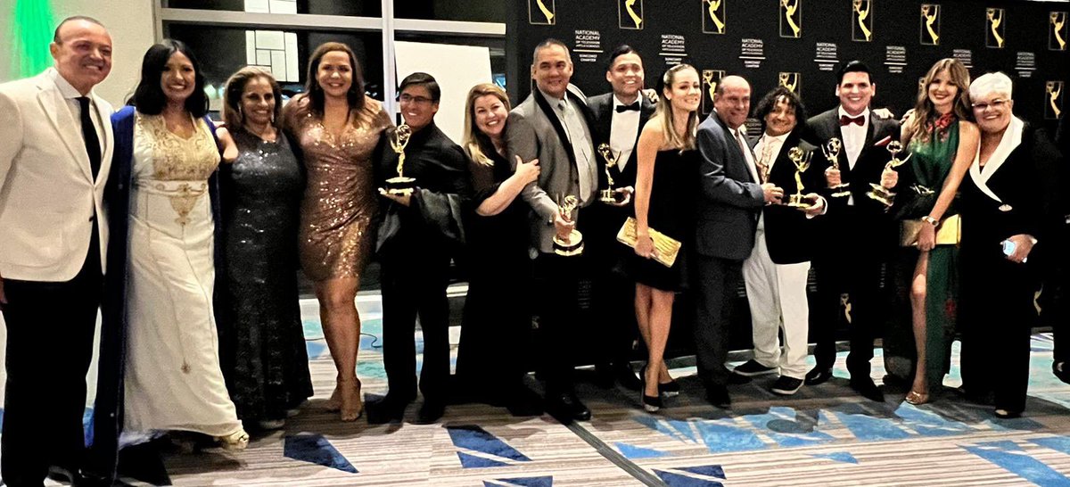 MiguelSantiTV's tweet photo. Dios es bueno. Siempre bueno! Que honor recibir dos premios #Emmy 🏆🏆 

What a wonderful night with special people. My 6th and 7th Emmy #Award. 

16 years ago, I was selling Empanadas in #Colombia 🇨🇴. There’s value in Dreaming ✨🇺🇸

Congrats to all of the winners and nominees 🙌🏽 https://t.co/5udGLh5mdL