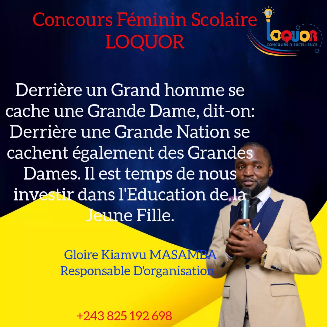 Concoursloquor's tweet photo. [#2èmeÉdition] Il est nécessaire et obligatoire que nous nous investissons pour l'éducation de la jeune fille en République Démocratique du Congo. L'autonolisation de la jeune fille est notre combat de tous les jours.
#palocorporation #ConcoursscolaireLoquor #autonomisation https://t.co/ynWD8yMkkE