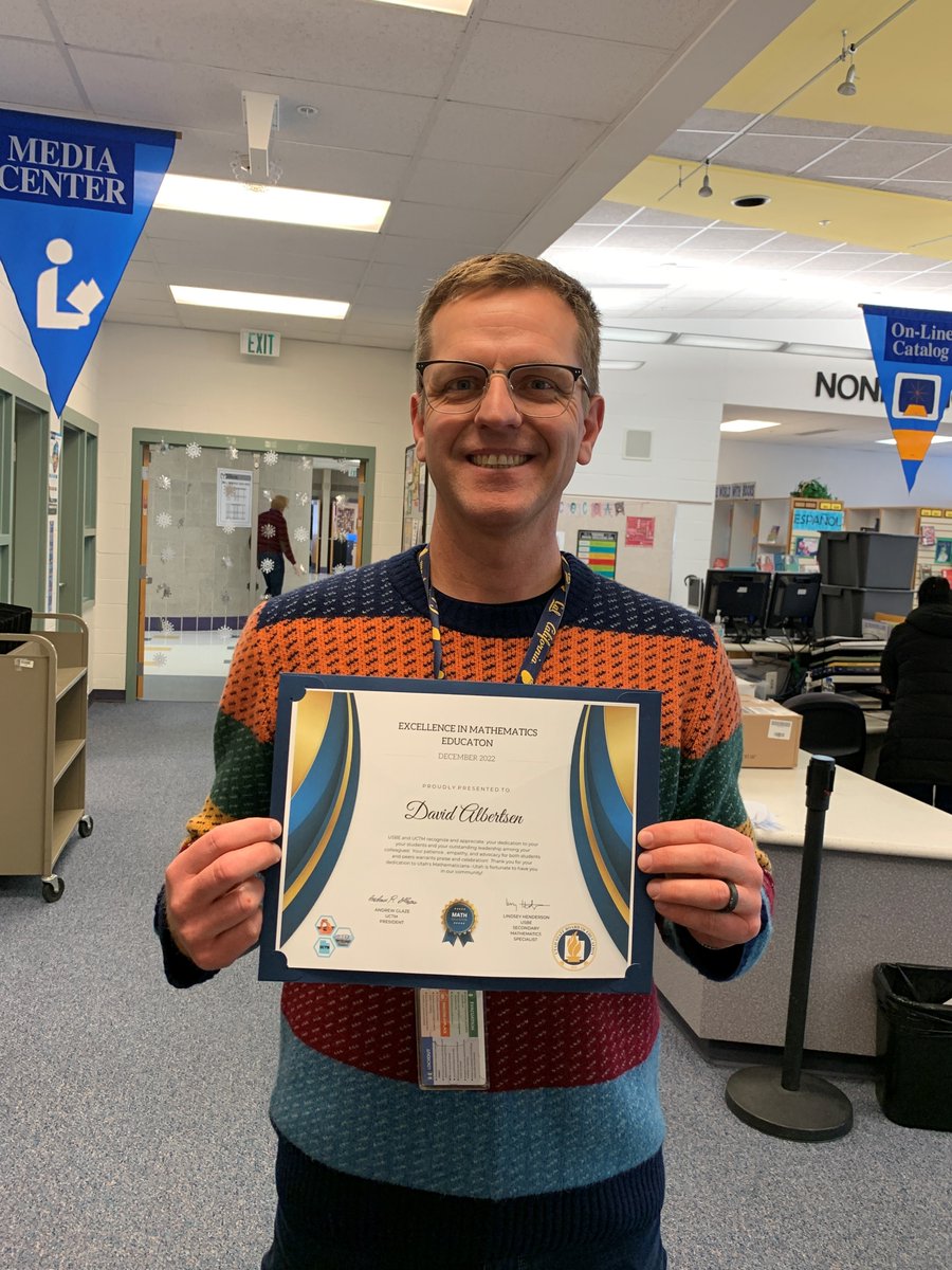 ConnectionHS's tweet photo. Congratulations to one of our amazing math teachers, our very own Mr. Albertsen.  He has been recognized  by USBE as Utah’s December teacher spotlight for excellence in teaching secondary mathematics.   #GraniteConnection #mathrocks #awesometeacher https://t.co/GB4A30FD9f