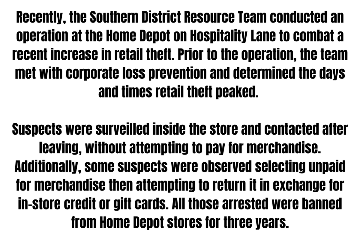 SanBernardinoPD's tweet photo. RETAIL THEFT OPERATION
The operation consisted of undercover units and uniformed personnel who were in communication with loss prevention inside the store.
#StandardOfExcellence #GettingAfterIt #MakingArrests #SanBernardino #JoinSBPD #SBPD @SBPD_CHIEF https://t.co/CSiwoMezbp