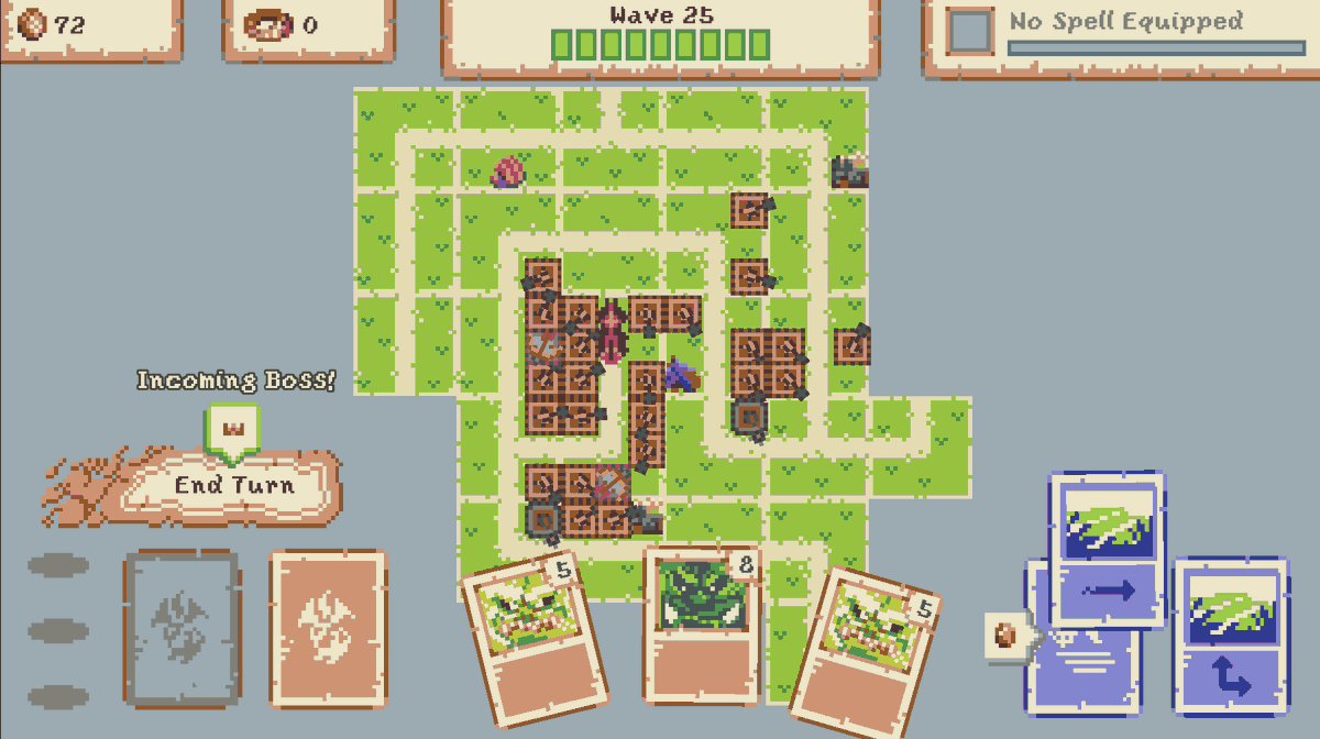 Ravage Road: Deck Defense launches TOMORROW on Steam and we couldn't be more excited! Get ready to test your road-building strategies in this one of a kind tower defense roguelite! #indiegames #roguelite #godot #solodev #pixelart  store.steampowered.com/app/2102240/Ra…