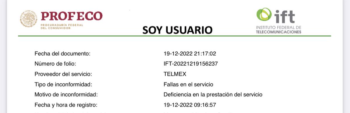 vmontsee's tweet photo. @TELMEXSoluciona @IFT_MX  ya quedó registrado mi folio en Telmex y en ift, alguien me ayuda??? https://t.co/N2ax8NUPbL