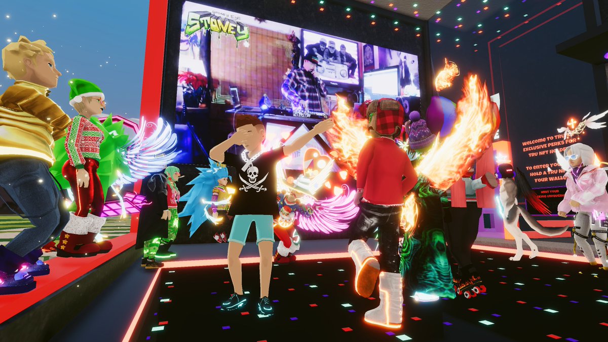 kasuka85's tweet photo. MOFYAH! @stoney_eye is LIVE at the @Uniquehorns_nft #TRUBandRoom in #decentraland #DCLFAM https://t.co/tUxAH5cwQa