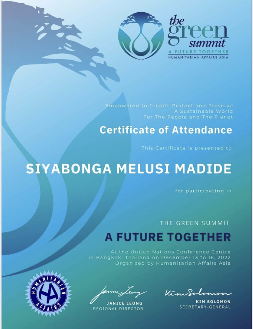 Super grateful to have been selected to represent my institution and my country at the Humanitarian green summit conference held at UN conference centre, Thailand, Bangkok. 

Met likeminded individuals with the same goal to tackle green sustainability issues.
#Green_ambassador