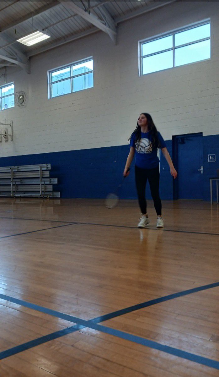 Arrington_PE's tweet photo. Hannah vs. Dorothy doing her best #genzPE @mcpsMCHS @awheeler_wheels @vahperd @MCPSk12 #SportEdModel #secphysed #Badminton  these tweets are created by students as part of the GenZPE model,  Ss is their teams #marketing role https://t.co/cmsO07x0pi