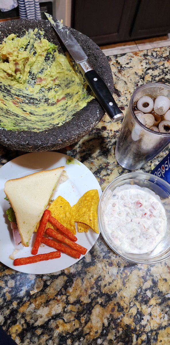stoops26's tweet photo. Ham, turkey and cheese with lettuce, tomato and pickles sandwich, slightly toasted...
Guacamole and some sort cheese dip rena makes for dinner!!
Just Da Guys Forever... #JDGF https://t.co/vGnFr9Q99d