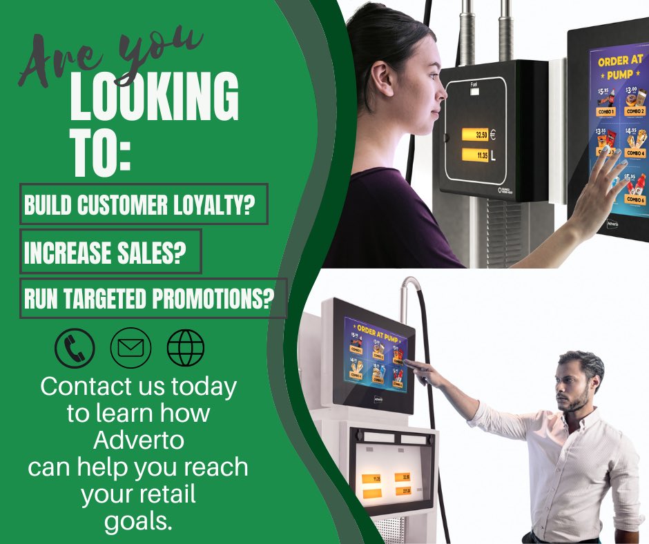AdvertoGlobal's tweet photo. Want to build customer loyalty, increase sales, and run targeted promotions with your existing fuel pumps? We can help you reach your retail goals. Contact us today. #petrolstation #petrol #advertising #dooh https://t.co/69YcpySPTn