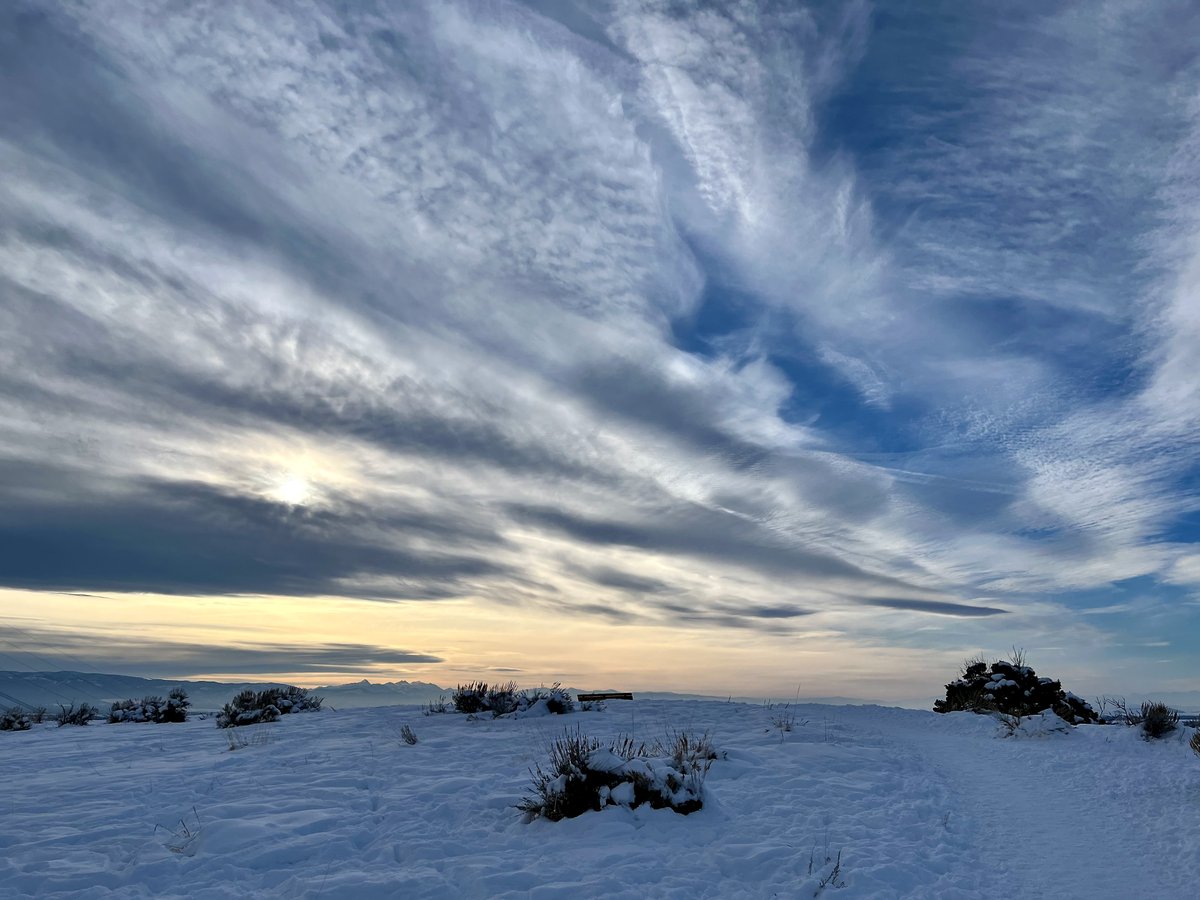 JasonKechely's tweet photo. Mixed sky goodness, like a peach and blueberry cloud smoothie...
It's fixing to get 🥶❄️🥶❄️🥶
#PrettyOnPeets #MTWinter https://t.co/3sGBqqhKPs