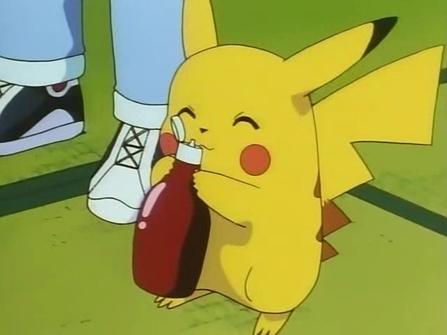 PokemonGems's tweet photo. Pikachu really loves his ketchup https://t.co/YvaDChhdJP