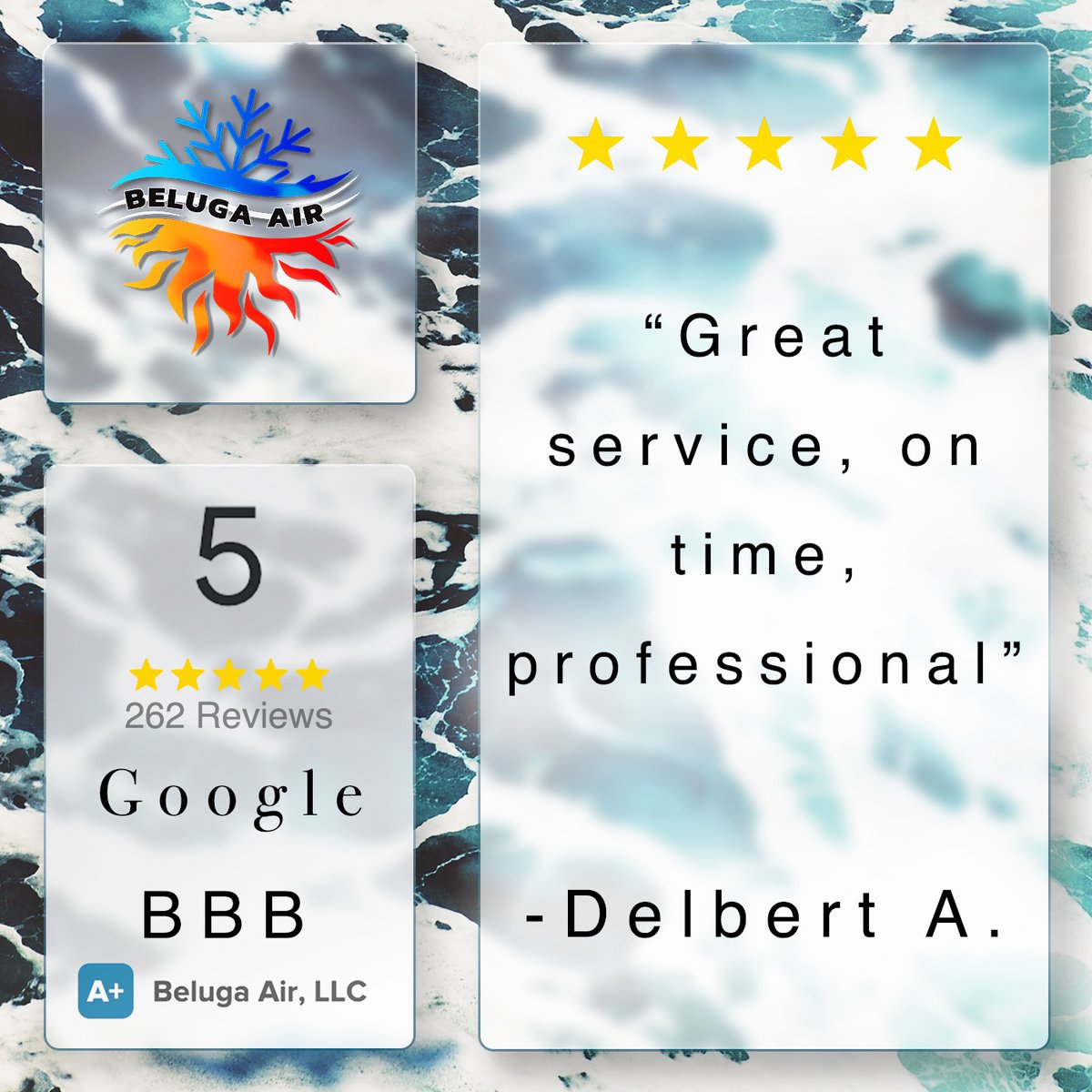 What our customers have to say!

Delbert Altwein
"Great service, on time, professional."

Don't blow your money, call Beluga Air Today!

myBelugaair.com/contact-us⁣⁣

Phone: (210) 468-5977⁣⁣