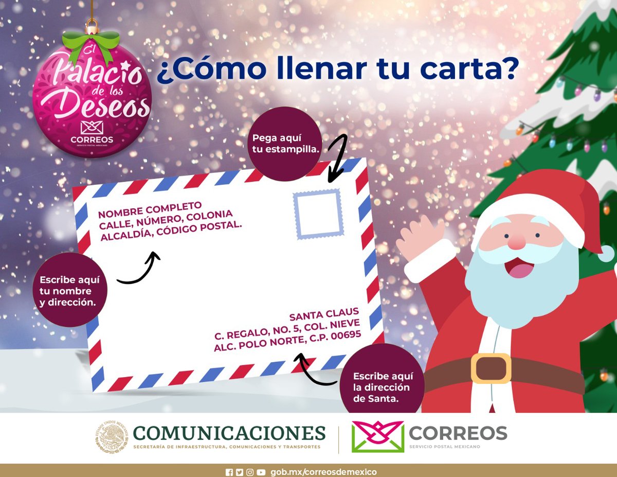 Les comparto algunos tips para que llenen su carta💌 correctamente y la envíen a Santa🧑‍🎄 y los Reyes👑por @CorreosdeMéxico