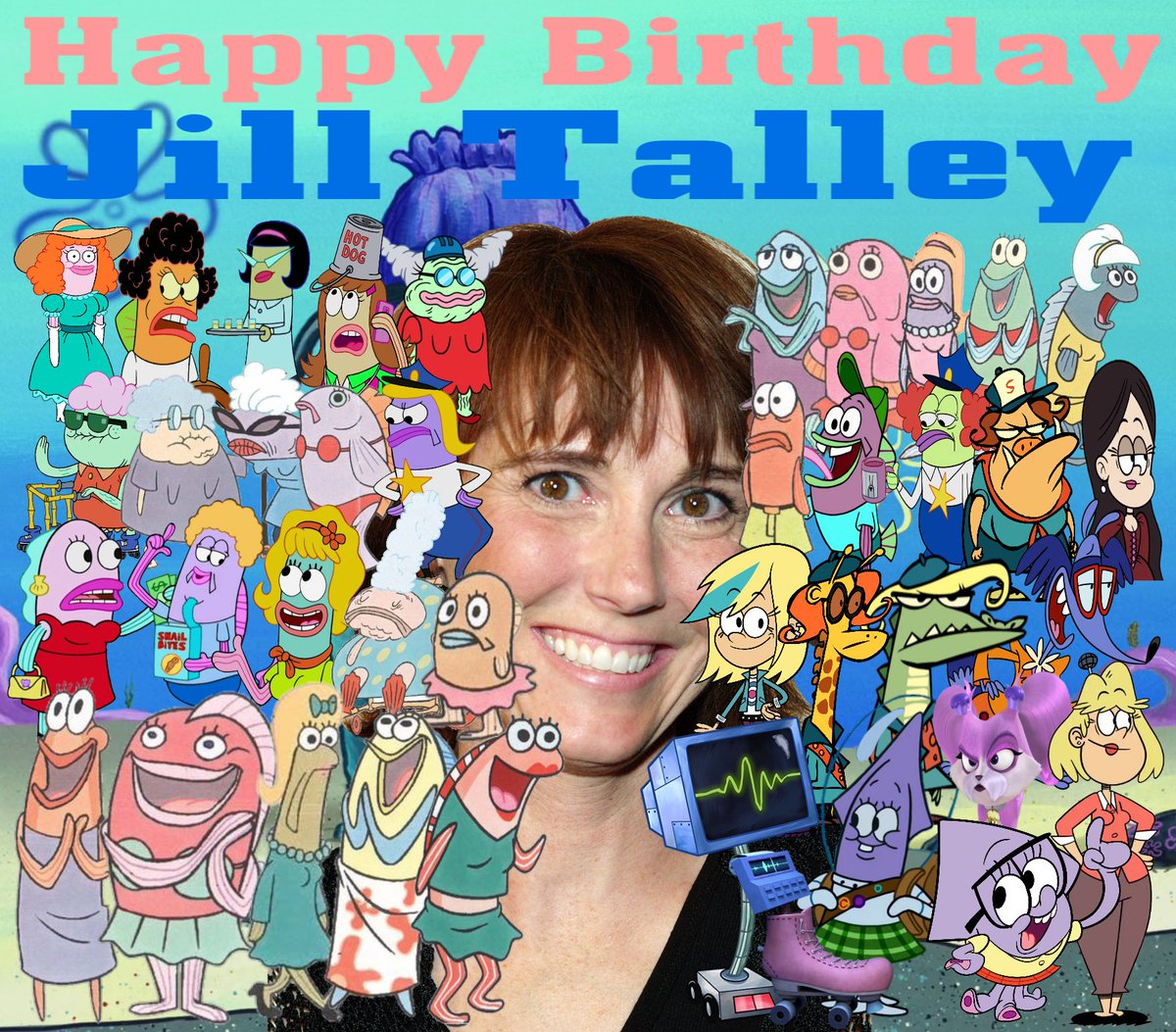 Happy Birthday #JillTalley I made this image for you with all your well-known characters. God bless you.
#BobEsponja #KampKoralLosPrimerosAñosDeBobEsponja #ElShowDePatricioEstrella #PuppyDogPals #LaVidaModernaDeRocko #ElCampamentoDeLazlo